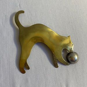 Metal Cat Brooch